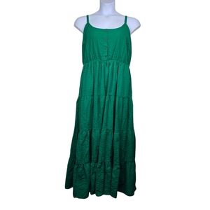Torrid Womens Sleeveless Green Seersucker Challis Tiered Maxi Dress Size 2X